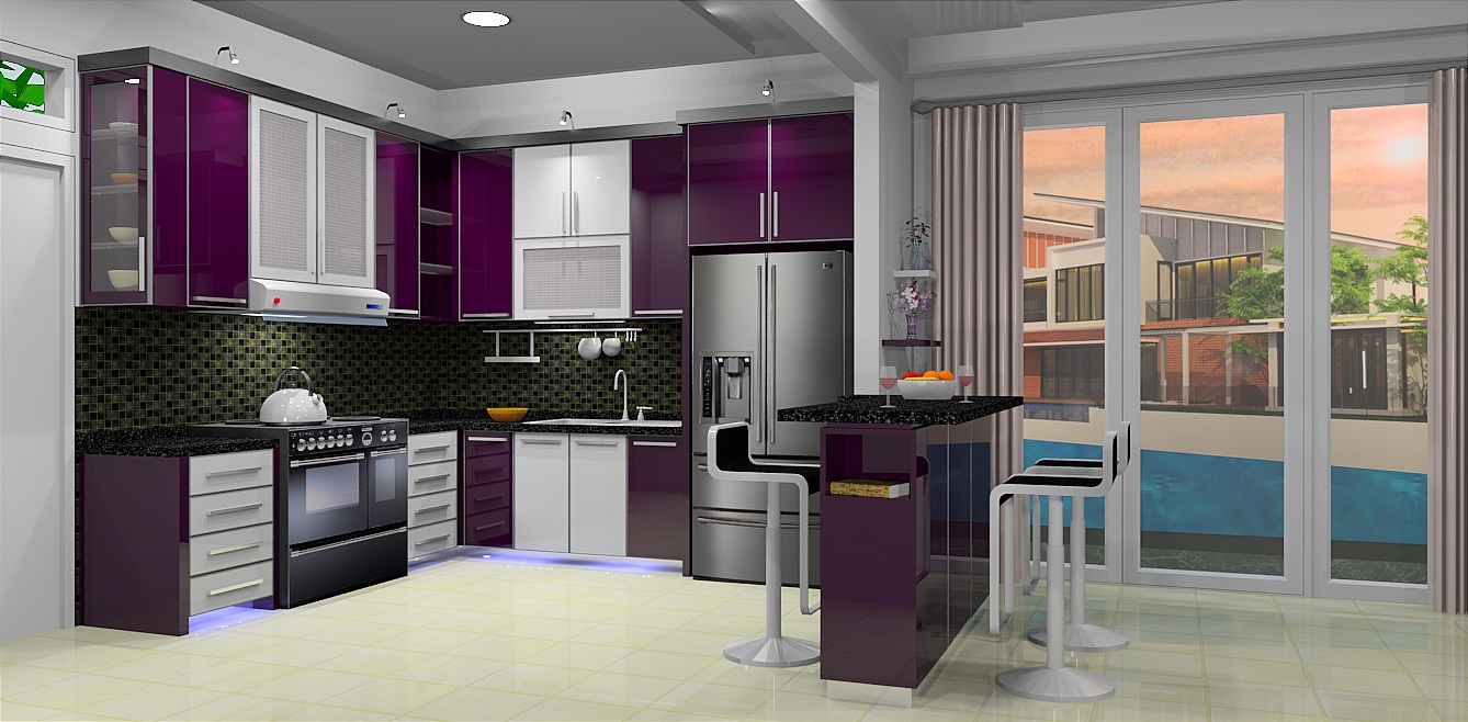 Purple and White Kitchen by Basuki Rahmat
