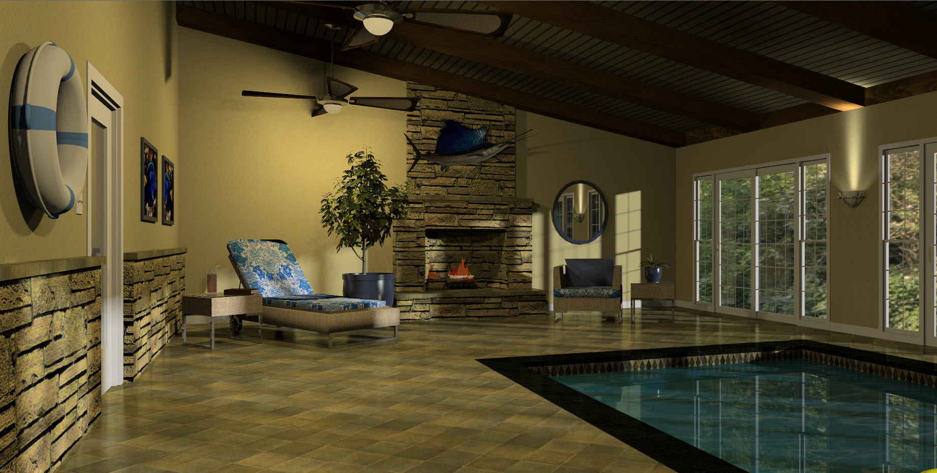 Interior Design Pool Area Rendering